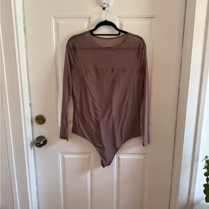 Abercrombie & Fitch Mauve Long-Sleeve Mesh Bodysuit